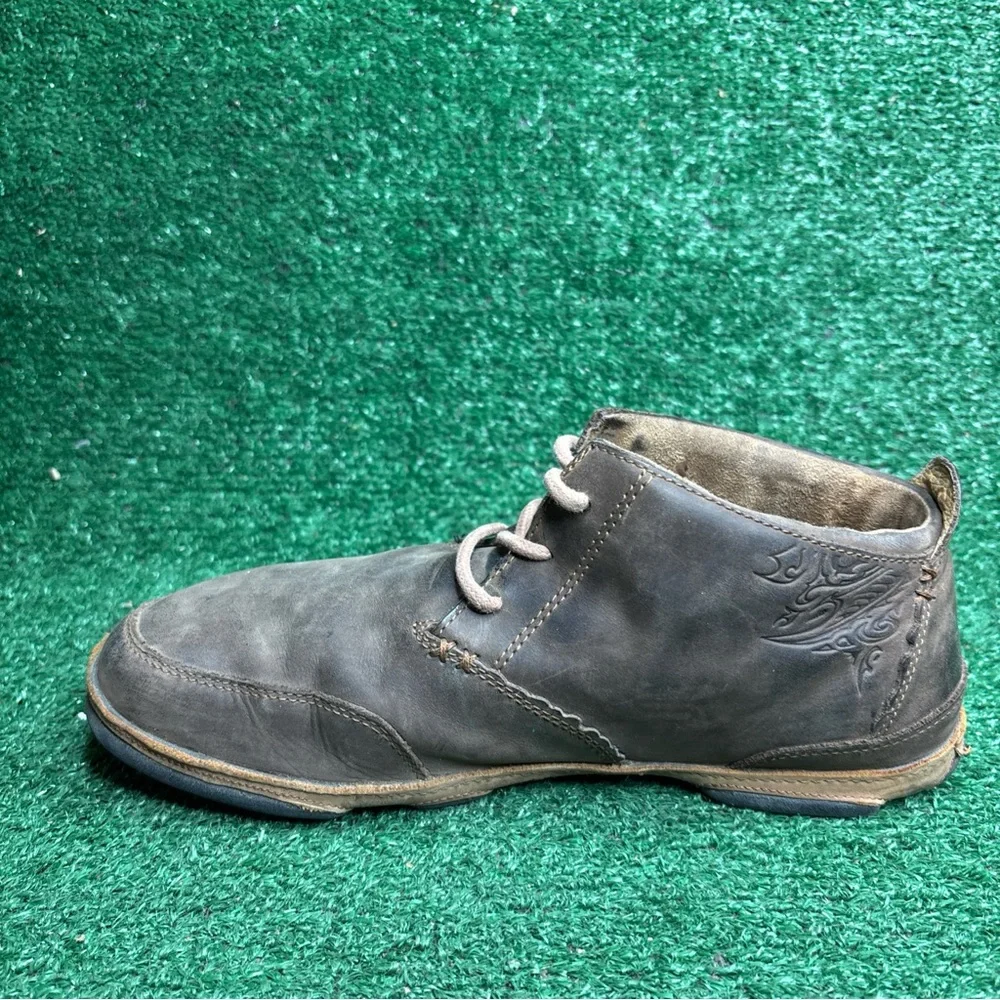 OluKai Kamuela Brown Leather‎ Lace Up Ankle Hawaiian Chukka Boots Mens Size 11.5
